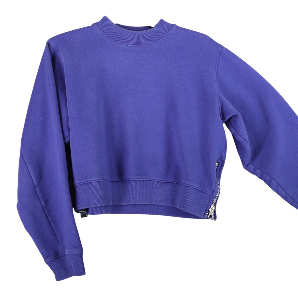 Acne Studios‎ Bird FL Sweatshirt Womens XS Blue Side Zip Cropped Casual